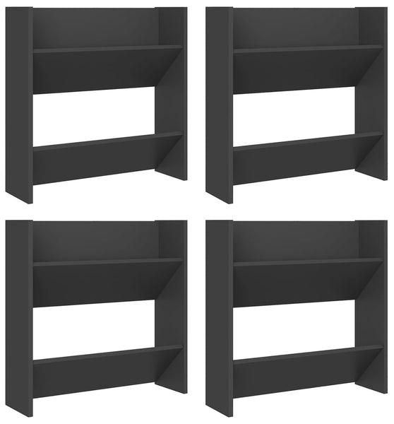 Wand-Schuhschränke 4 Stk. Grau 60x18x60 cm Holzwerkstoff