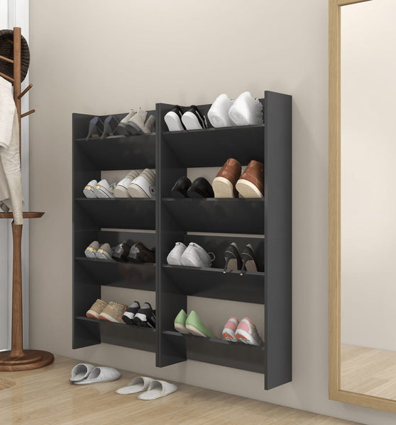 Wand-Schuhschränke 4 Stk. Grau 60x18x60 cm Holzwerkstoff