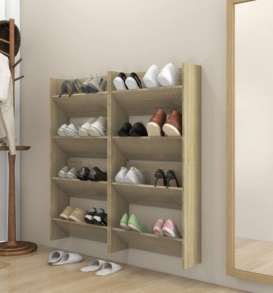 Wand-Schuhschränke 4 Stk. Sonoma-Eiche 60x18x60cm Holzwerkstoff