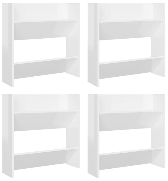 Wand-Schuhschränke 4 Stk. Hochglanz-Weiß 60x18x60cm