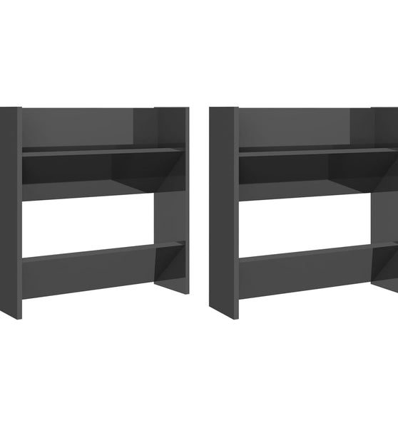 Wand-Schuhschränke 2 Stk. Hochglanz-Grau 60x18x60cm