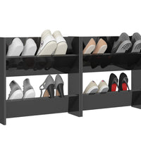 Wand-Schuhschränke 2 Stk. Hochglanz-Grau 60x18x60cm