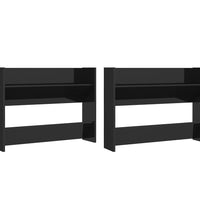 Wand-Schuhschränke 2 Stk. Hochglanz-Schwarz 80x18x60cm