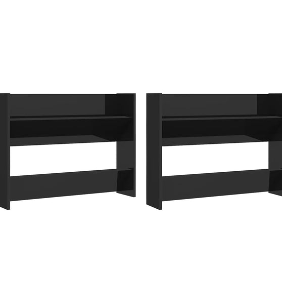 Wand-Schuhschränke 2 Stk. Hochglanz-Schwarz 80x18x60cm