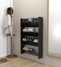 Wand-Schuhschränke 2 Stk. Hochglanz-Schwarz 80x18x60cm