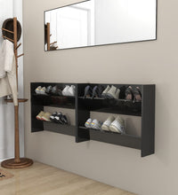 Wand-Schuhschränke 2 Stk. Hochglanz-Schwarz 80x18x60cm