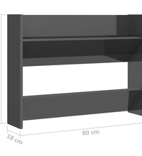 Wand-Schuhschrank Hochglanz-Grau 80x18x60 cm Holzwerkstoff
