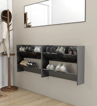 Wand-Schuhschränke 2 Stk. Hochglanz-Grau 80x18x60cm