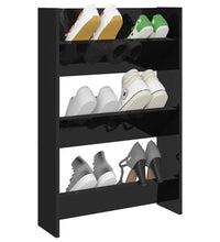 Wand-Schuhschrank Hochglanz-Schwarz 60x18x90 cm Holzwerkstoff