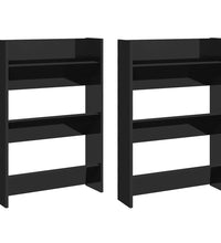 Wand-Schuhschränke 2 Stk. Hochglanz-Schwarz 60x18x90 cm