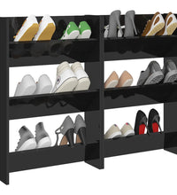 Wand-Schuhschränke 2 Stk. Hochglanz-Schwarz 60x18x90 cm