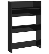 Wand-Schuhschränke 2 Stk. Hochglanz-Schwarz 60x18x90 cm