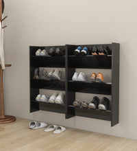 Wand-Schuhschränke 2 Stk. Hochglanz-Schwarz 60x18x90 cm