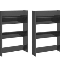 Wand-Schuhschränke 2 Stk. Hochglanz-Grau 60x18x90 cm