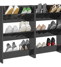 Wand-Schuhschränke 2 Stk. Hochglanz-Grau 60x18x90 cm