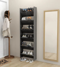 Wand-Schuhschränke 2 Stk. Hochglanz-Grau 60x18x90 cm