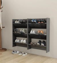 Wand-Schuhschränke 2 Stk. Hochglanz-Grau 60x18x90 cm