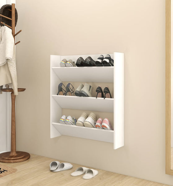 Wand-Schuhschrank Weiß 80x18x90 cm Holzwerkstoff