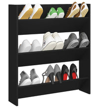 Wand-Schuhschrank Schwarz 80x18x90 cm Holzwerkstoff