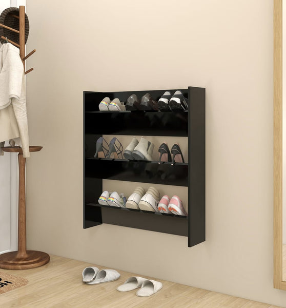 Wand-Schuhschrank Schwarz 80x18x90 cm Holzwerkstoff
