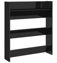 Wand-Schuhschrank Hochglanz-Schwarz 80x18x90 cm Holzwerkstoff