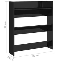 Wand-Schuhschrank Hochglanz-Schwarz 80x18x90 cm Holzwerkstoff