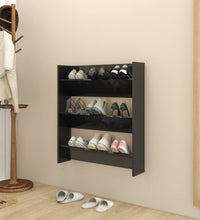 Wand-Schuhschrank Hochglanz-Schwarz 80x18x90 cm Holzwerkstoff