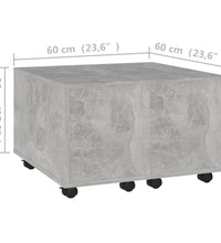 Couchtisch Betongrau 60x60x38 cm Holzwerkstoff