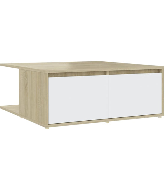 Couchtisch Weiß und Sonoma-Eiche 80x80x31 cm Holzwerkstoff