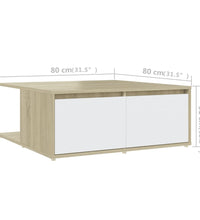 Couchtisch Weiß und Sonoma-Eiche 80x80x31 cm Holzwerkstoff