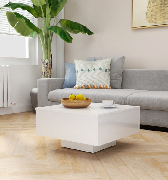 Couchtisch Hochglanz-Weiß 60x60x31,5 cm Holzwerkstoff