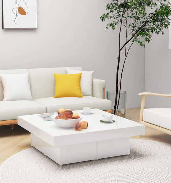Couchtisch Hochglanz-Weiß 90x90x28 cm Holzwerkstoff