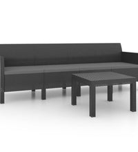 2-tlg. Garten-Lounge-Set mit Kissen PP Rattan Anthrazit