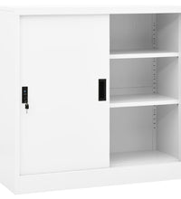 Büroschrank mit Schiebetür Weiß 90x40x90 cm Stahl