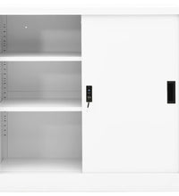 Büroschrank mit Schiebetür Weiß 90x40x90 cm Stahl