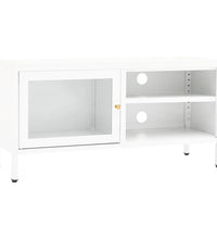 TV-Schrank Weiß 90x30x44 cm Stahl und Glas