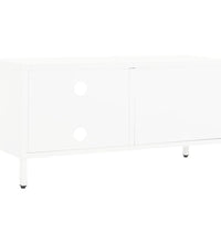 TV-Schrank Weiß 90x30x44 cm Stahl und Glas