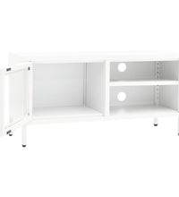 TV-Schrank Weiß 90x30x44 cm Stahl und Glas