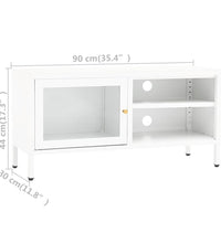 TV-Schrank Weiß 90x30x44 cm Stahl und Glas