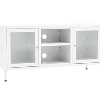 TV-Schrank Weiß 105x35x52 cm Stahl und Glas