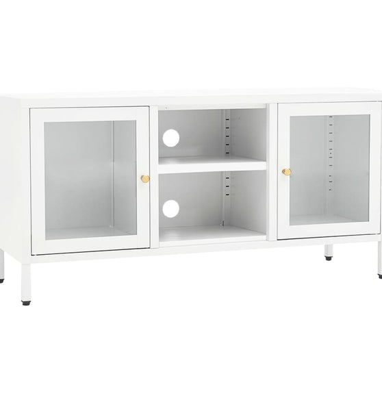 TV-Schrank Weiß 105x35x52 cm Stahl und Glas