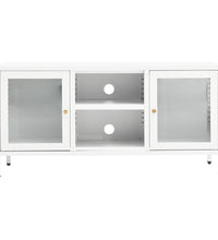 TV-Schrank Weiß 105x35x52 cm Stahl und Glas