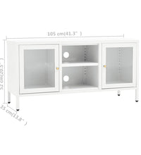 TV-Schrank Weiß 105x35x52 cm Stahl und Glas