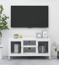 TV-Schrank Weiß 105x35x52 cm Stahl und Glas