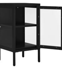 Sideboard Schwarz 38x35x70 cm Stahl und Glas