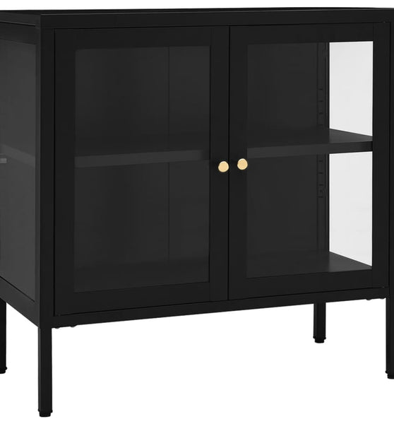 Sideboard Schwarz 70x35x70 cm Stahl und Glas