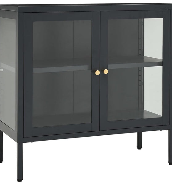 Sideboard Anthrazit 70x35x70 cm Stahl und Glas