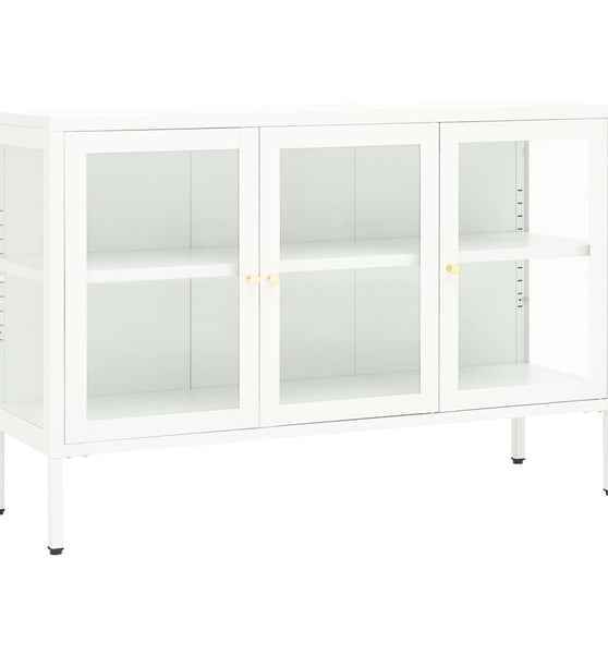 Sideboard Weiß 105x35x70 cm Stahl und Glas