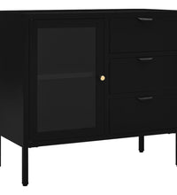 Sideboard Schwarz 75x35x70 cm Stahl und Hartglas