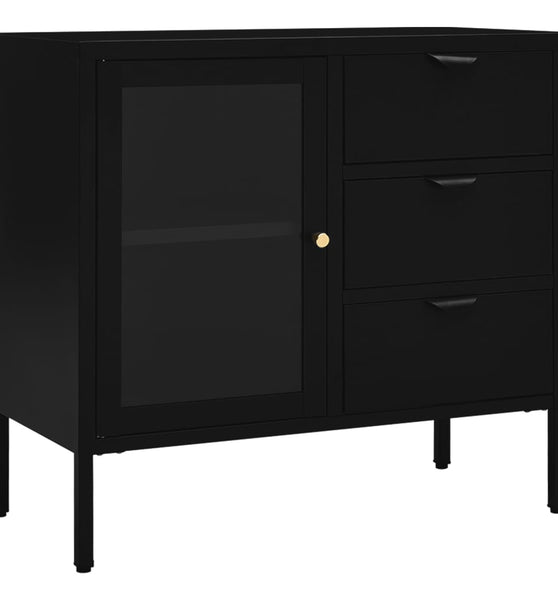 Sideboard Schwarz 75x35x70 cm Stahl und Hartglas